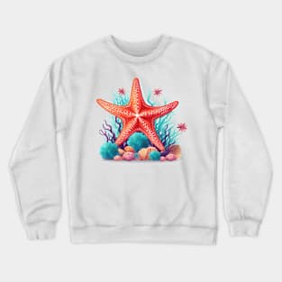 Orange Starfish Crewneck Sweatshirt